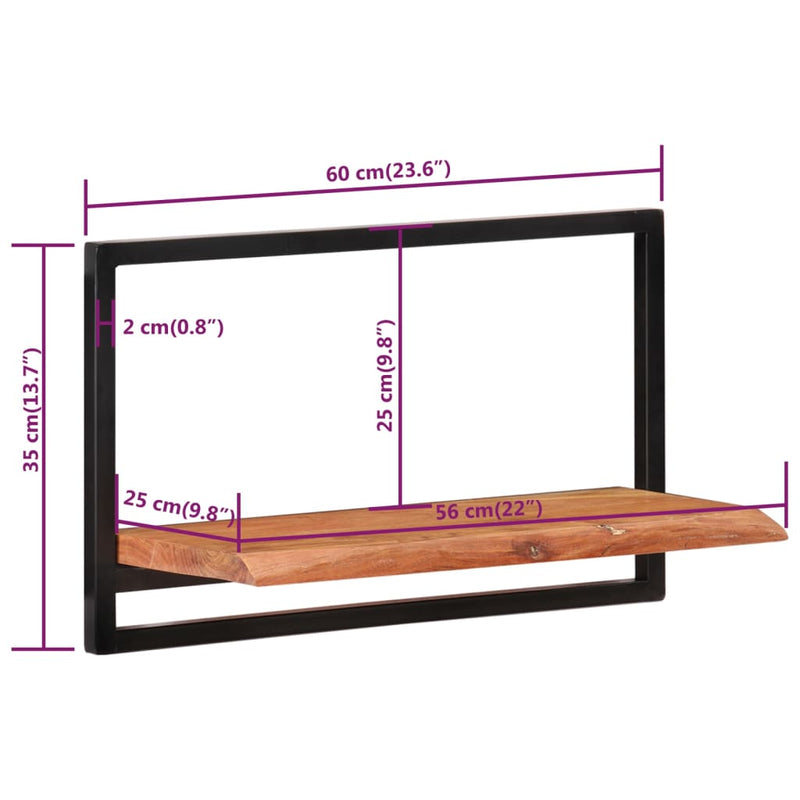 Wandregale 2 Stk. 60x25x35 cm Massivholz Akazie und Stahl