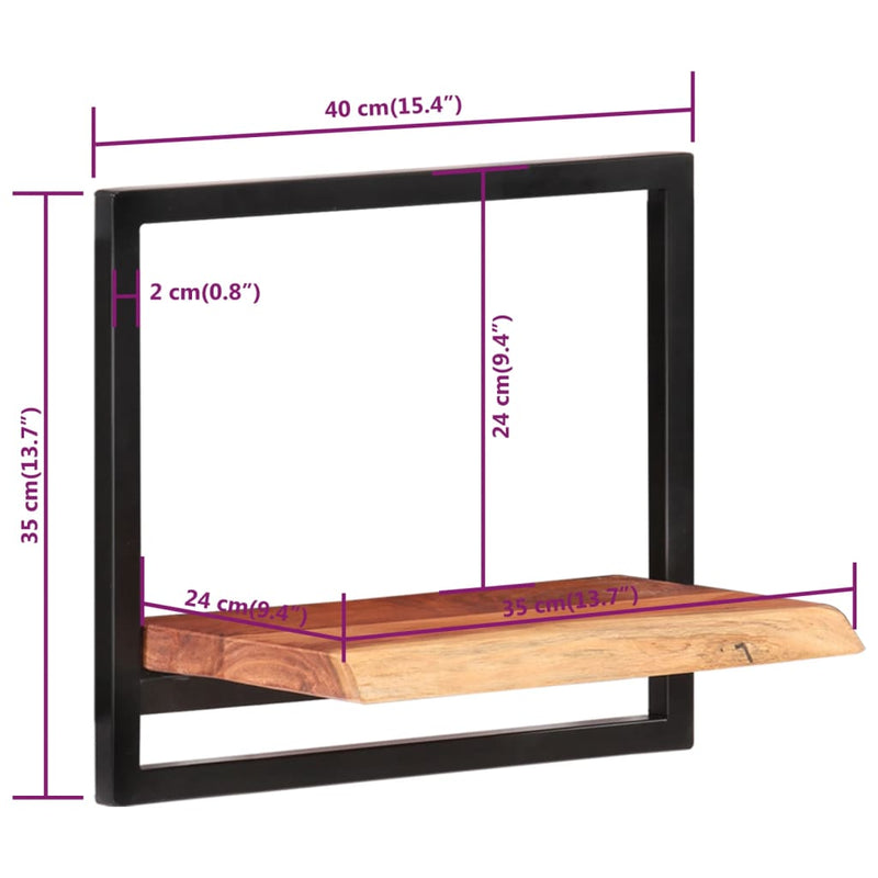 Wandregale 2 Stk. 40x24x35 cm Massivholz Akazie und Stahl