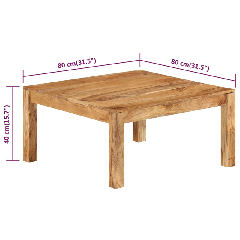 Couchtisch 80x80x40 cm Massivholz Akazie