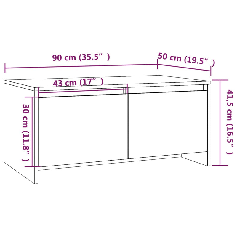 Couchtisch Sonoma-Eiche 90x50x41,5 cm Holzwerkstoff