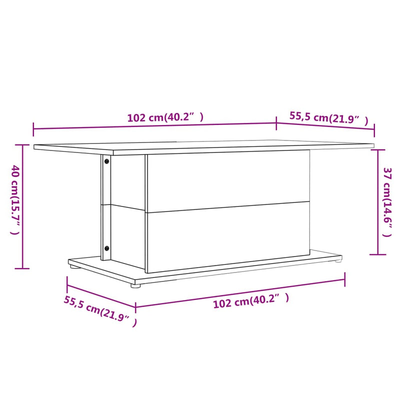 Couchtisch Sonoma-Eiche 102x55,5x40 cm Holzwerkstoff