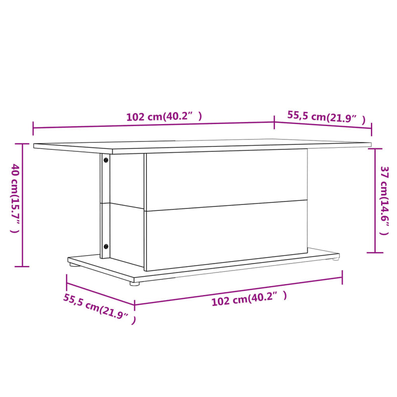 Couchtisch Betongrau 102x55,5x40 cm Holzwerkstoff