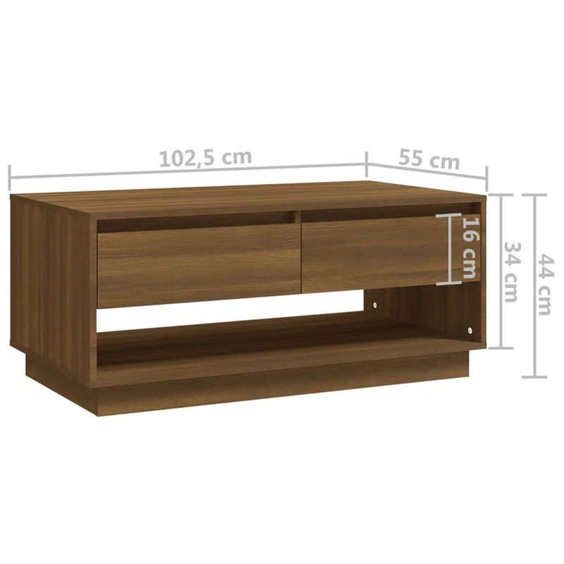 Couchtisch Braun Eichen-Optik 102,5x55x44 cm Holzwerkstoff