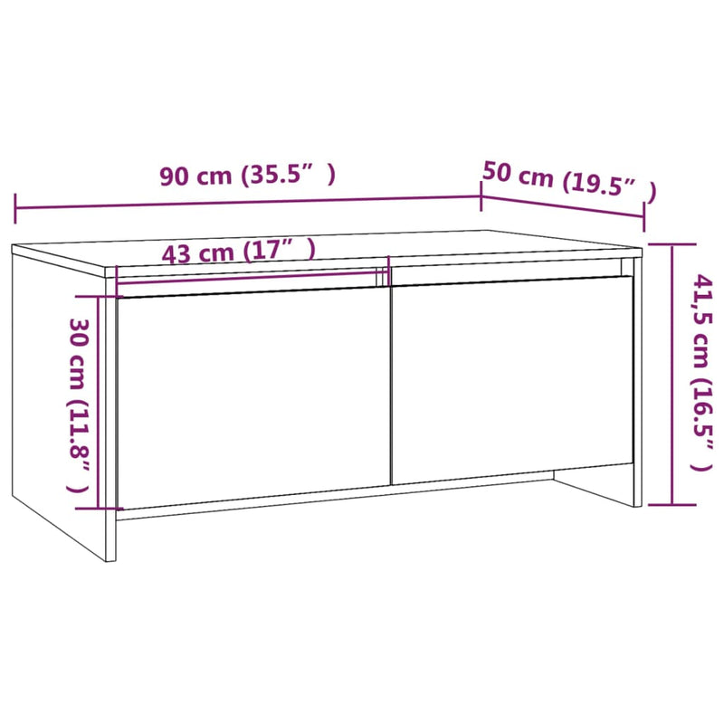 Couchtisch Räuchereiche 90x50x41,5 cm Holzwerkstoff