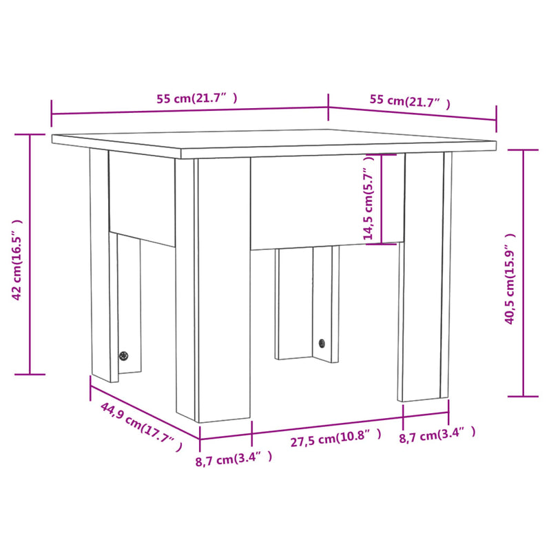 Couchtisch Braun Eichen-Optik 55x55x42 cm Holzwerkstoff