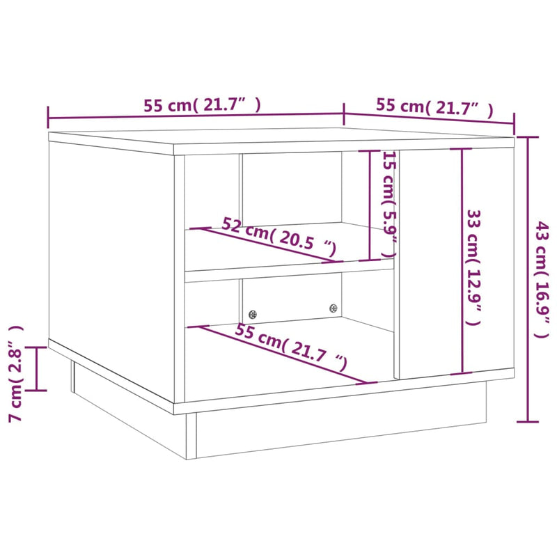 Couchtisch Grau Sonoma 55x55x43 cm Holzwerkstoff