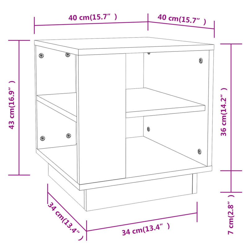 Couchtisch Braun Eichen-Optik 40x40x43 cm Holzwerkstoff