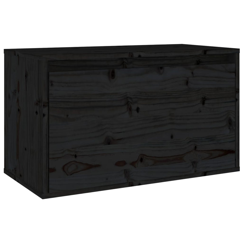 Wandschrank Schwarz 60x30x35 cm Massivholz Kiefer