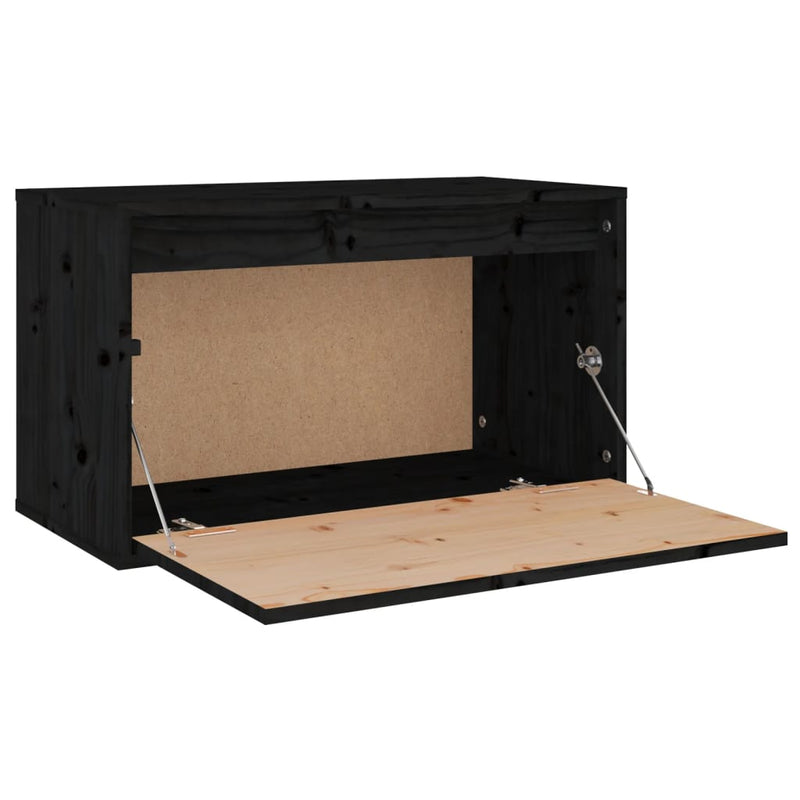 Wandschrank Schwarz 60x30x35 cm Massivholz Kiefer