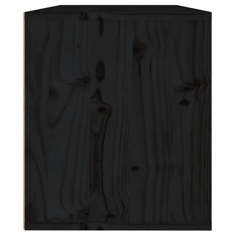 Wandschrank Schwarz 60x30x35 cm Massivholz Kiefer