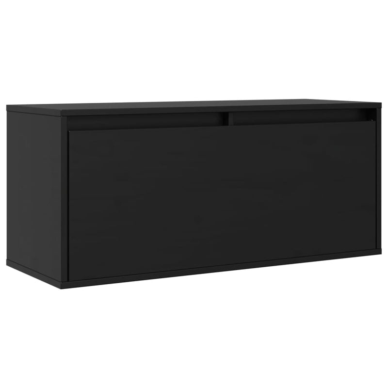 Wandschrank Schwarz 80x30x35 cm Massivholz Kiefer