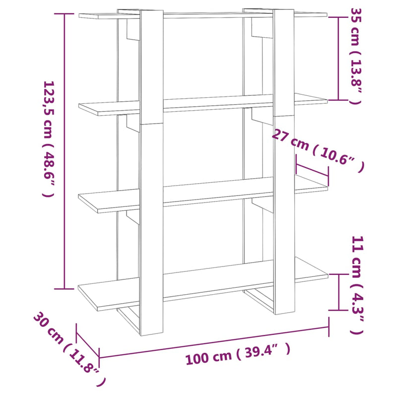 Bücherregal/Raumteiler Schwarz 100x30x123,5 cm