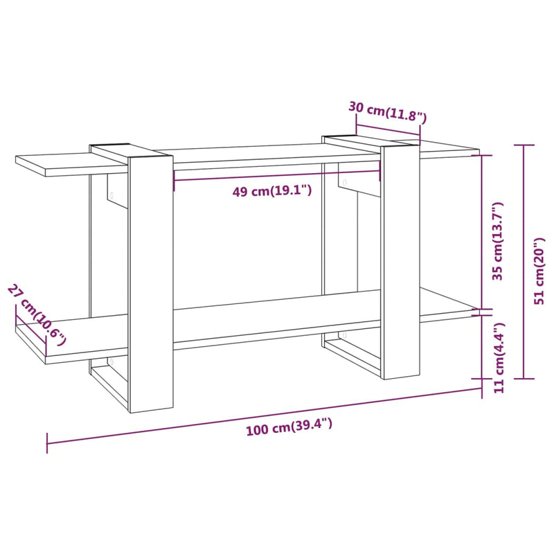 Bücherregal Weiß 100x30x51 cm Holzwerkstoff