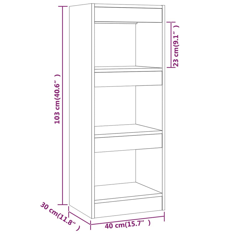 Bücherregal/Raumteiler Betongrau 40x30x103 cm Holzwerkstoff