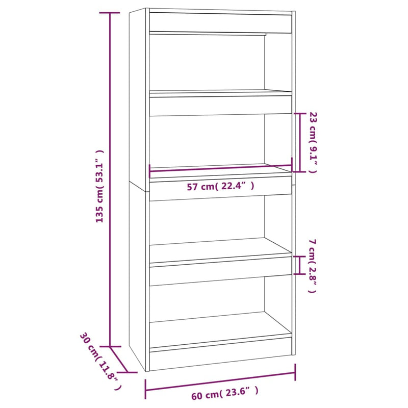 Bücherregal/Raumteiler Sonoma-Eiche 60x30x135 cm Holzwerkstoff