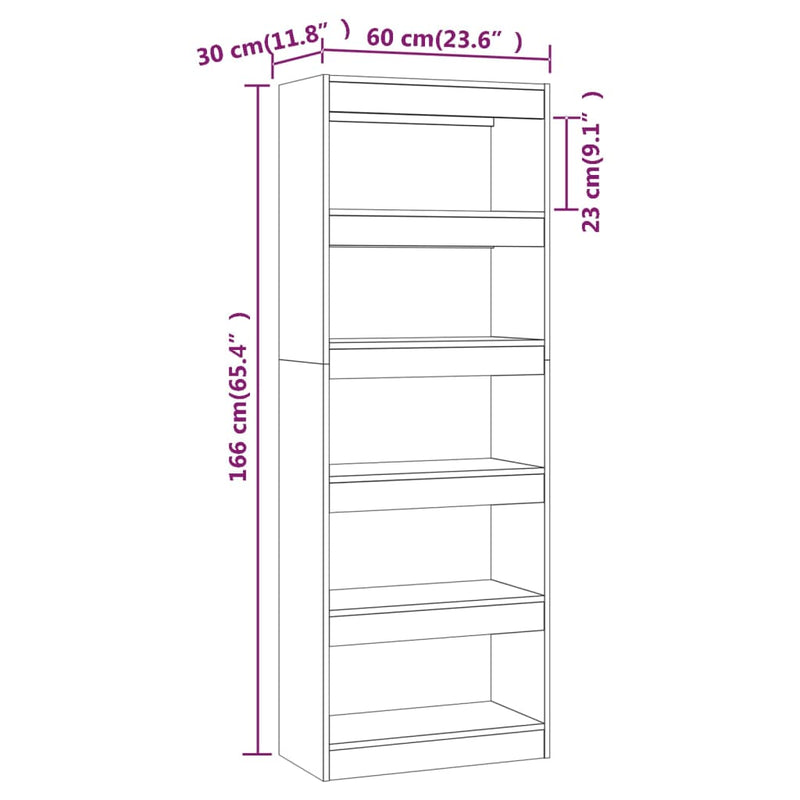 Bücherregal/Raumteiler Weiß 60x30x166 cm Holzwerkstoff