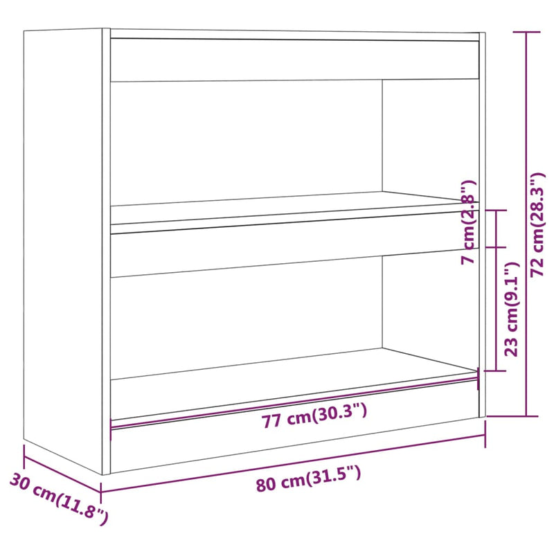 Bücherregal/Raumteiler Schwarz 80x30x72 cm