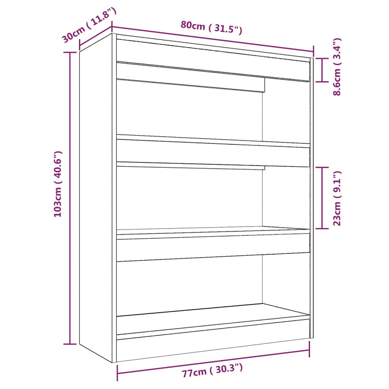 Bücherregal/Raumteiler Weiß 80x30x103 cm Holzwerkstoff