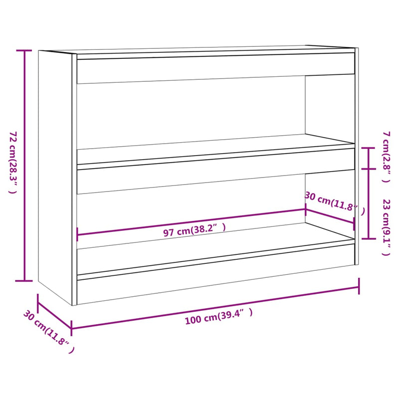 Bücherregal/Raumteiler Weiß 100x30x72 cm