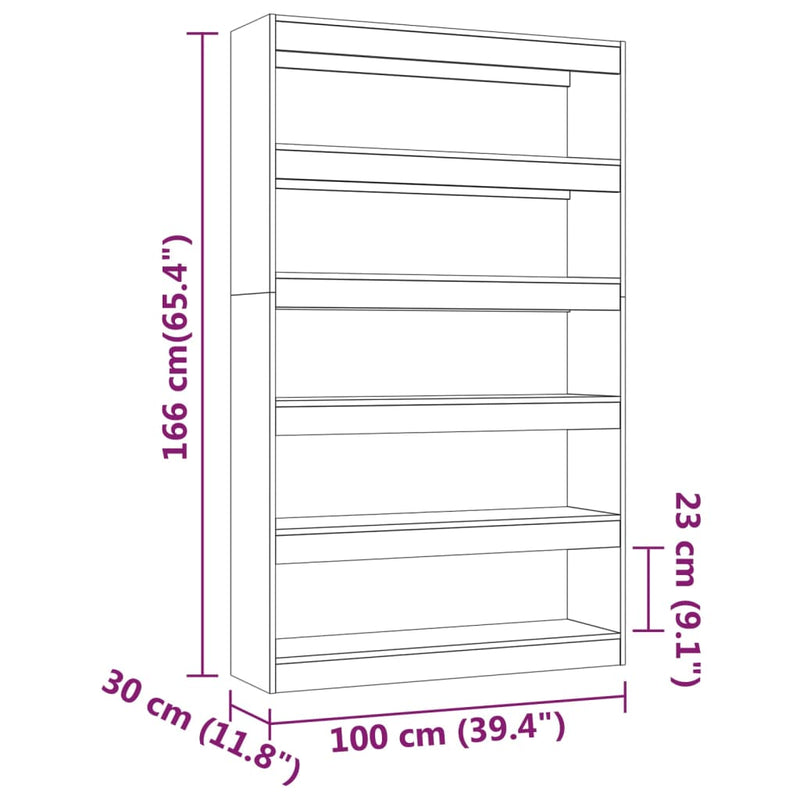 Bücherregal/Raumteiler Schwarz 100x30x166 cm