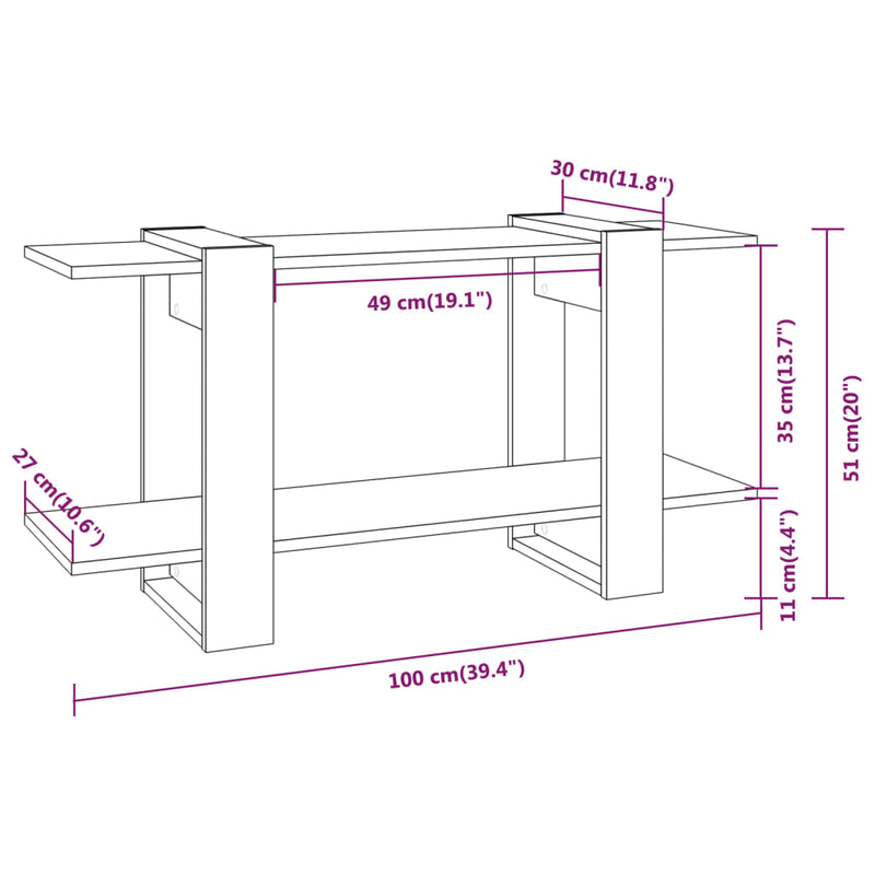 Bücherregal Braun Eichen-Optik 100x30x51 cm Holzwerkstoff