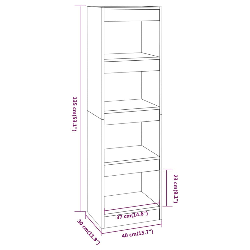 Bücherregal/Raumteiler Grau Sonoma 40x30x135 cm