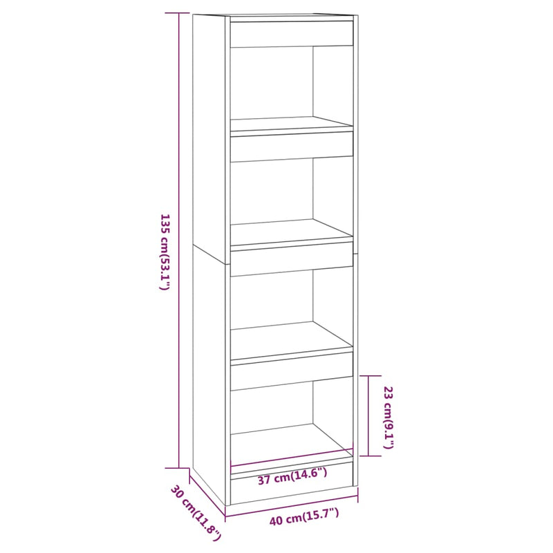 Bücherregal/Raumteiler Braun Eichen-Optik 40x30x135 cm