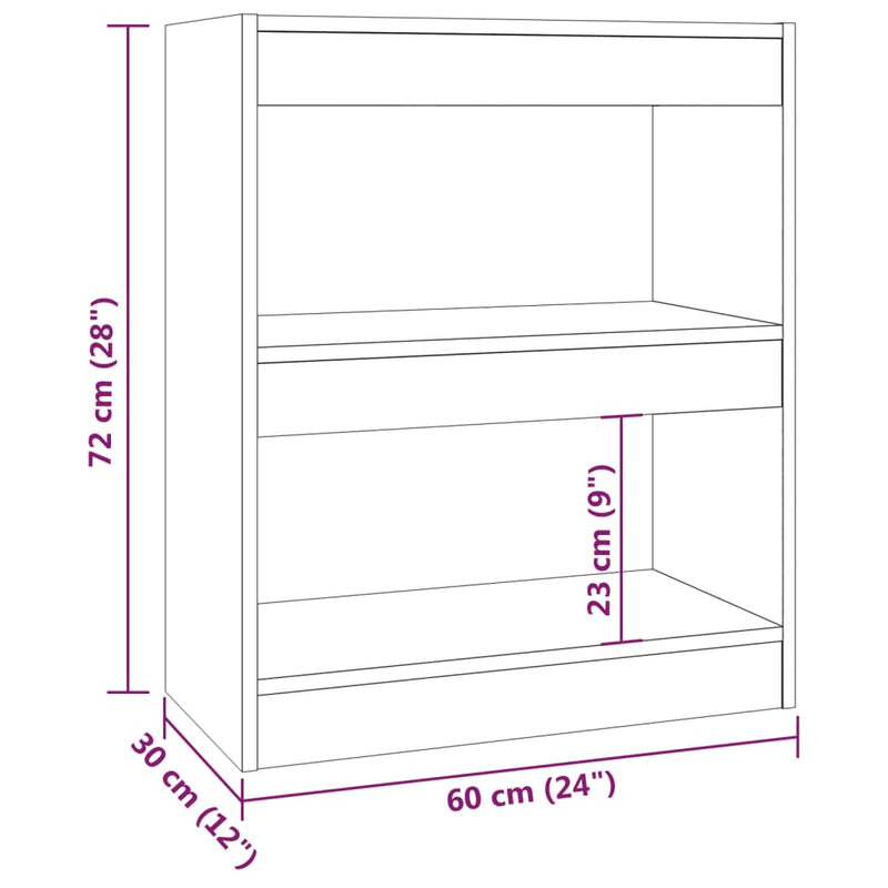 Bücherregal/Raumteiler Räuchereiche 60x30x72 cm