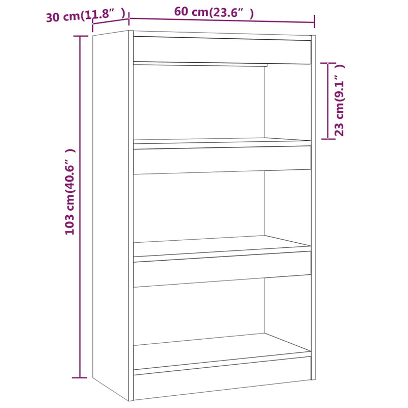 Bücherregal/Raumteiler Räuchereiche 60x30x103 cm Holzwerkstoff