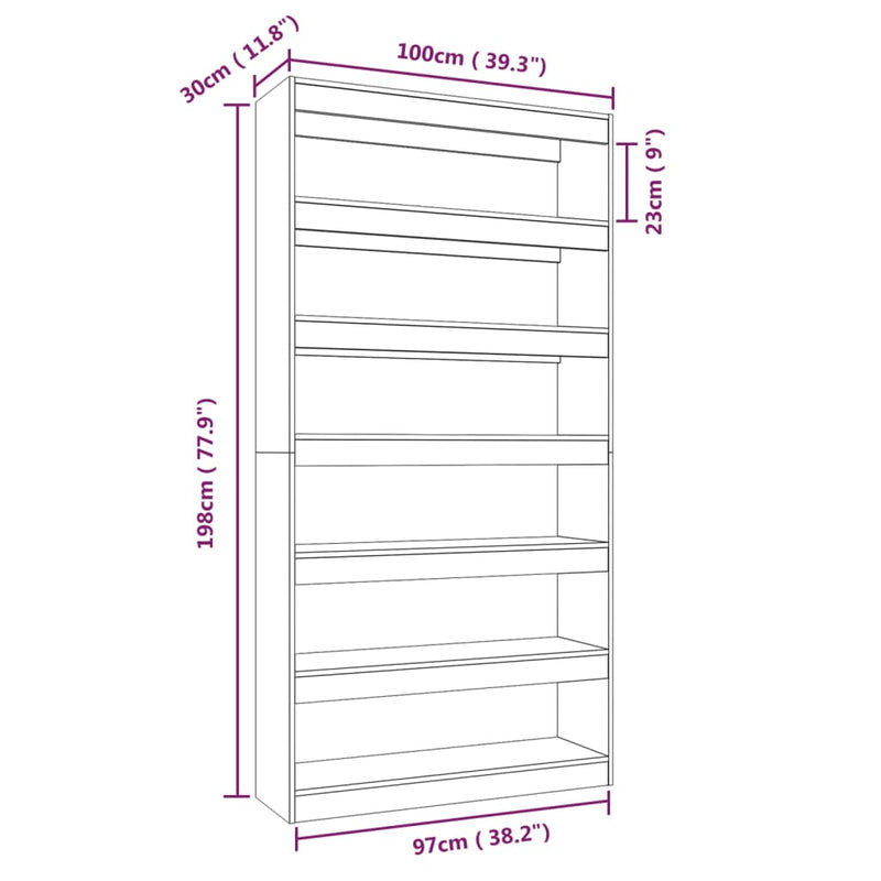 Bücherregal/Raumteiler Grau Sonoma 100x30x198 cm Holzwerkstoff