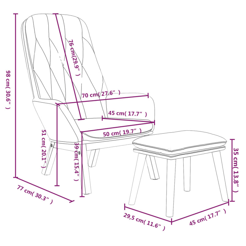 Relaxsessel mit Hocker Senfgelb Samt