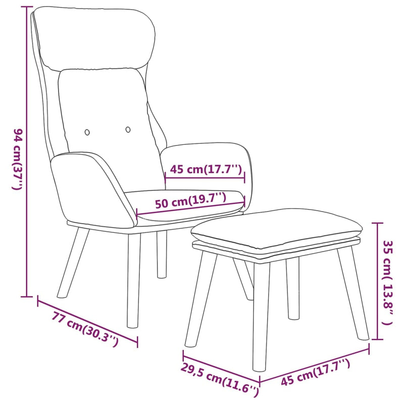 Relaxsessel mit Hocker Blau Kunstleder & Stoff