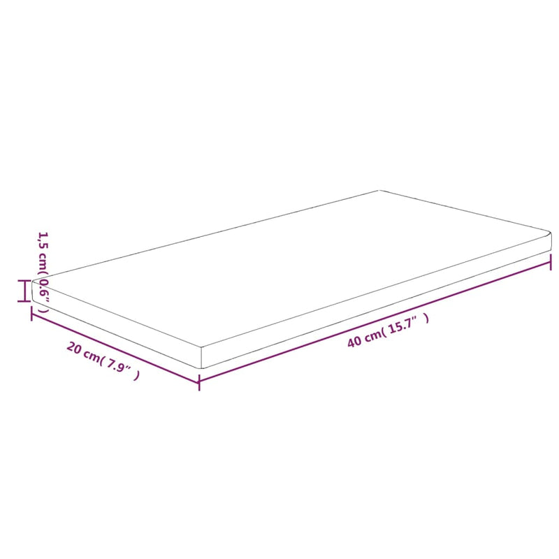 Regalboden 40x20x1,5 cm Unbehandeltes Massivholz Eiche