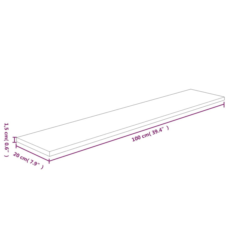 Regalboden 100x20x1,5 cm Unbehandeltes Massivholz Eiche