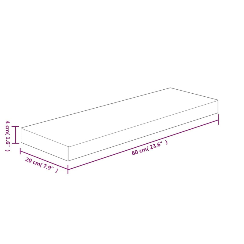 Regalboden 60x20x4 cm Unbehandeltes Massivholz Eiche