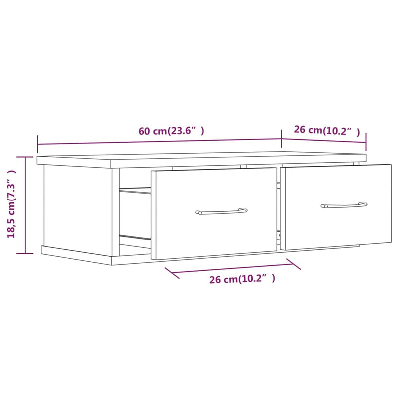 Wandschrank Räuchereiche 60x26x18,5 cm Holzwerkstoff