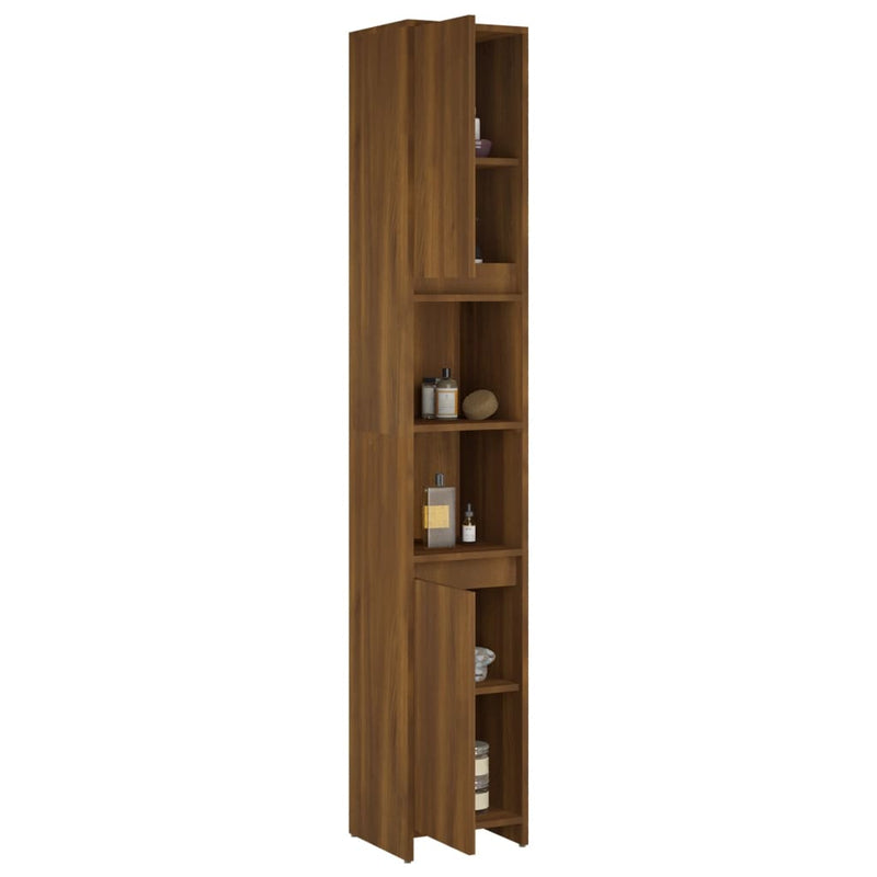 Badezimmerschrank Braun Eiche 30x30x183,5 cm Holzwerkstoff