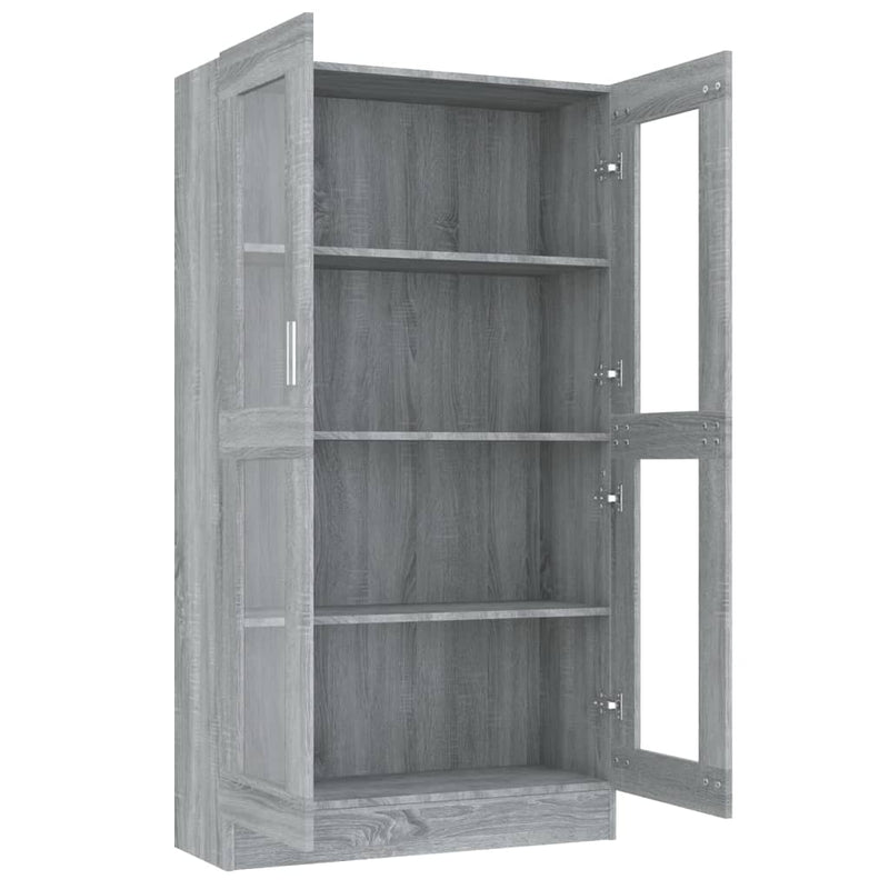 Vitrinenschrank Grau Sonoma 82,5x30,5x150 cm Holzwerkstoff