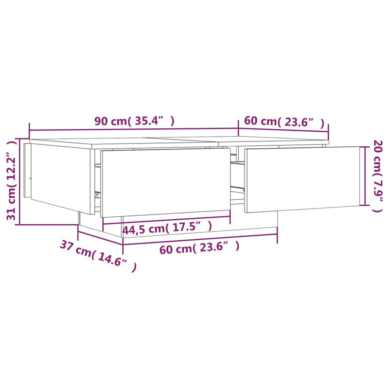 Couchtisch Grau Sonoma 90x60x31 cm Holzwerkstoff