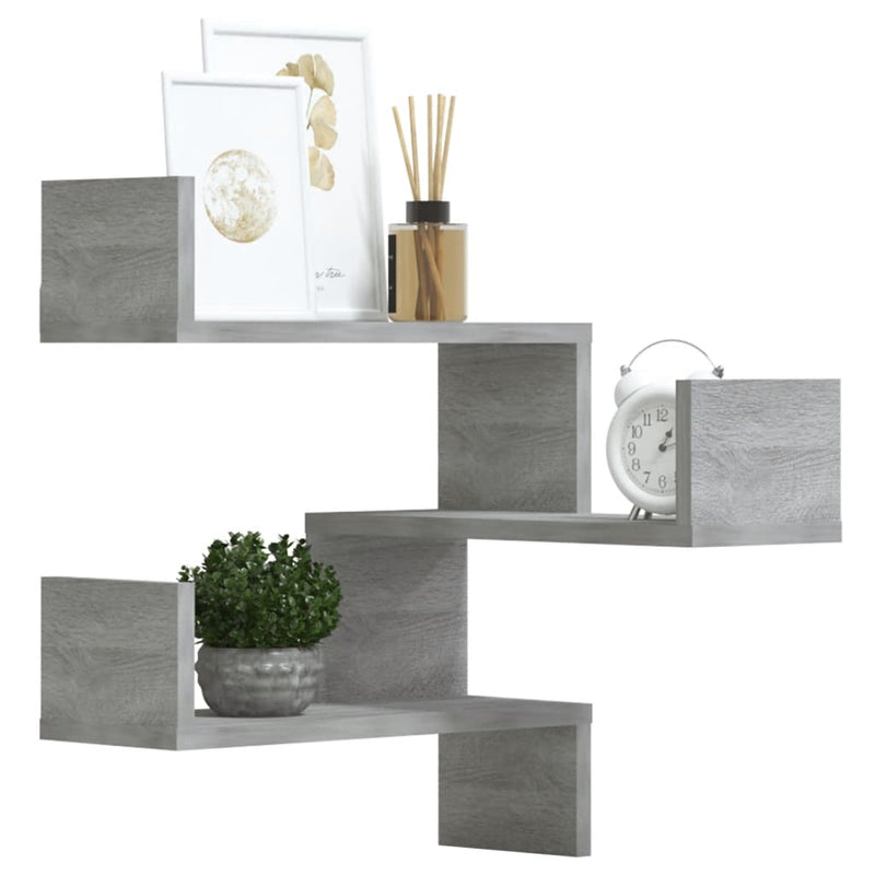 Wand-Eckregale 2 Stk. Grau Sonoma 40x40x50 cm Holzwerkstoff