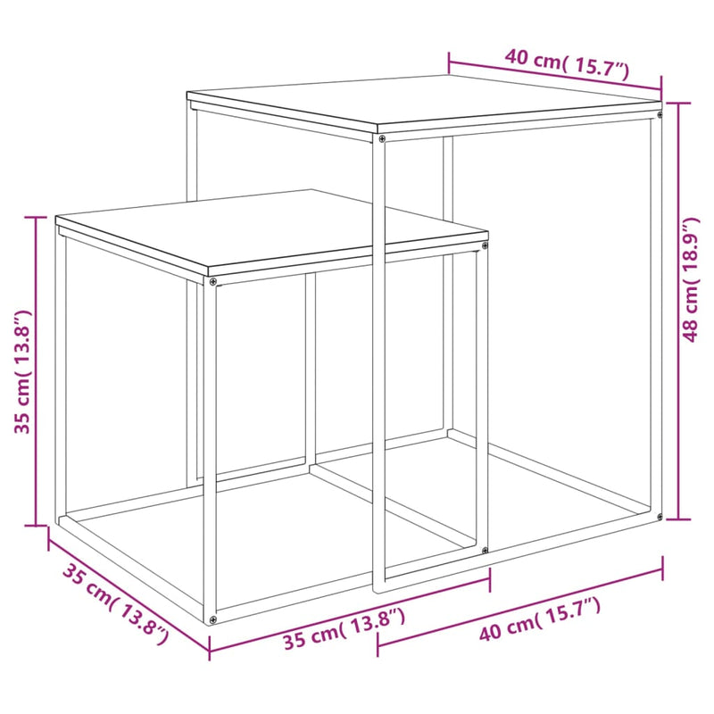 Couchtisch-Set 2-tlg. Holzwerkstoff und Metall