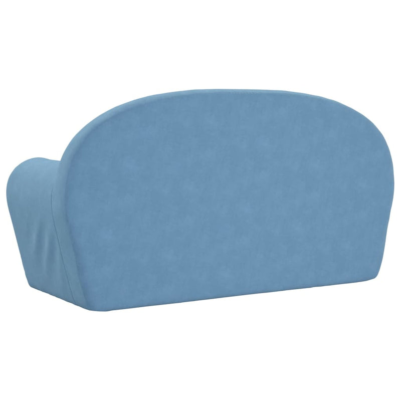 2-Sitzer Kindersofa mit Schlaffunktion Blau Weicher Plüsch