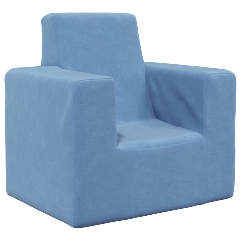 Kindersofa Blau Weich Plüsch