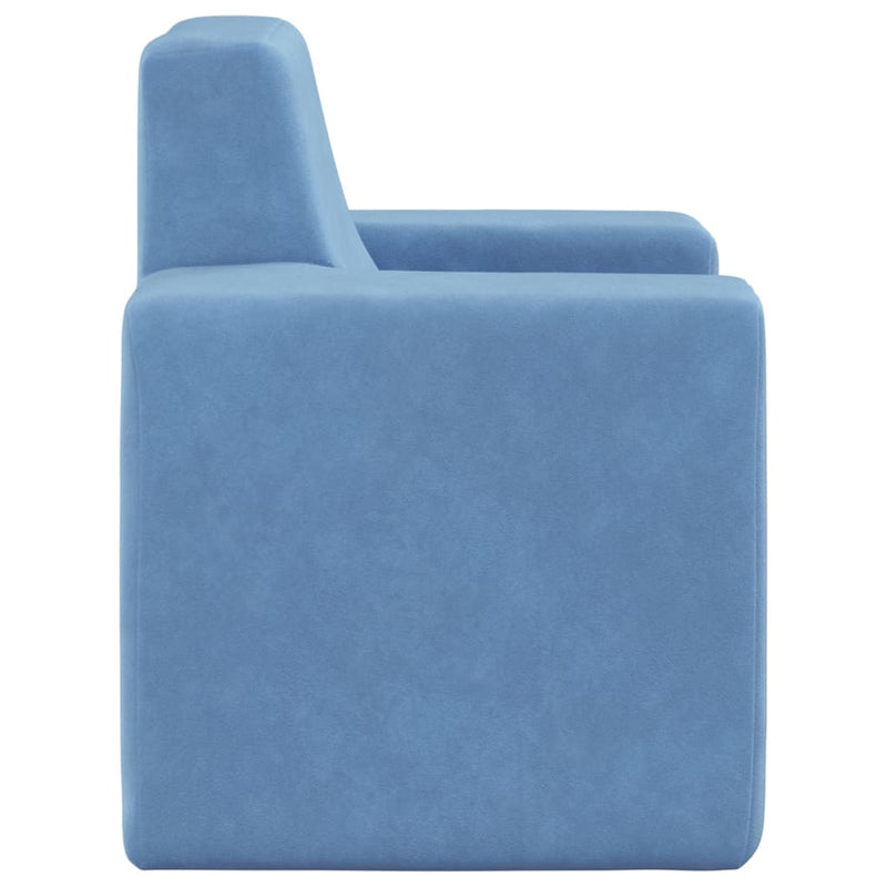 Kindersofa Blau Weich Plüsch