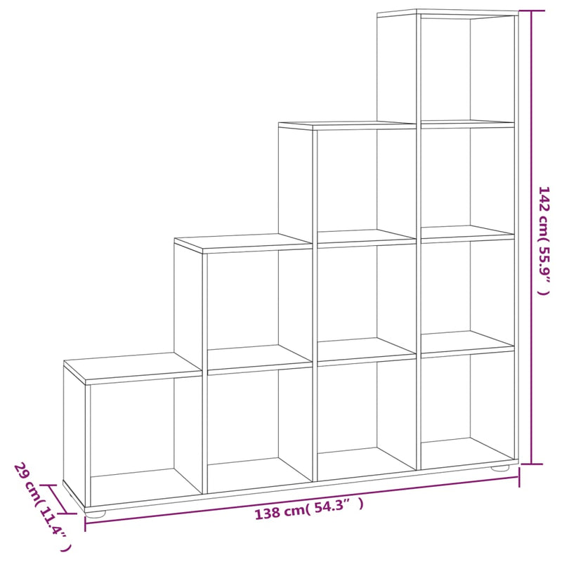 Treppenregal Betongrau 142 cm Holzwerkstoff