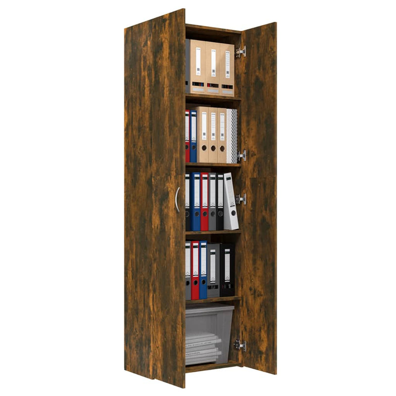 Büroschrank Räuchereiche 60x32x190 cm Holzwerkstoff