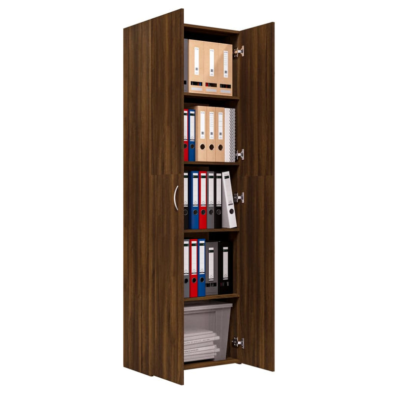 Büroschrank Braun Eichen-Optik 60x32x190 cm Holzwerkstoff