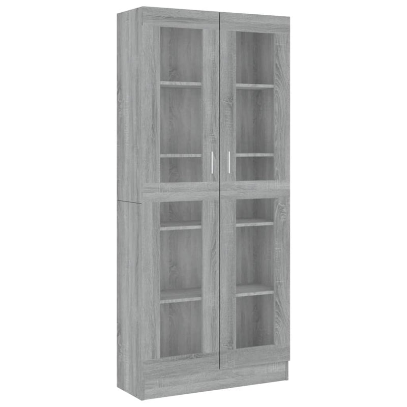 Vitrinenschrank Grau Sonoma 82,5x30,5x185,5 cm Holzwerkstoff