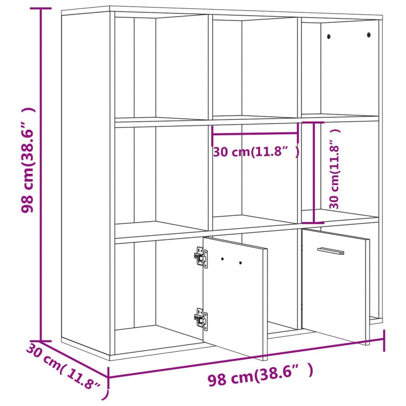 Bücherschrank Räuchereiche 98x30x98 cm