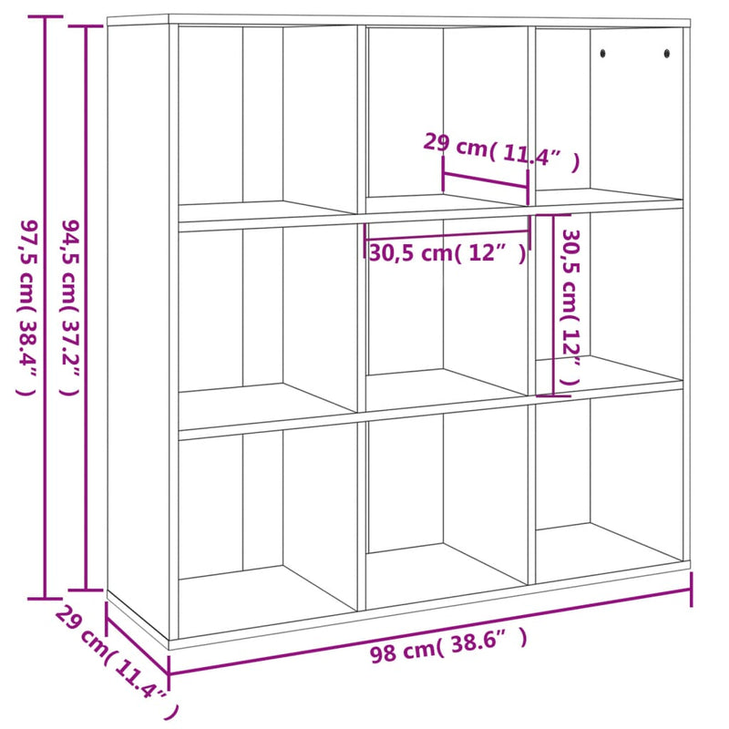 Bücherschrank Braun Eichen-Optik 98x29x97,5 cm